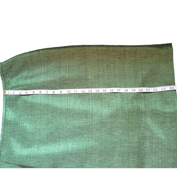 Le Suit pencil midi skirt shiny olive-green hidden back zip back slit lined 14P - Picture 8 of 8
